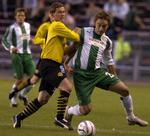 skifte. Petter Andersson (th) i sin tid som Hammarby-spiller. Nu skal svenskeren tørne ud for FCM. 