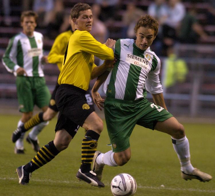 skifte. Petter Andersson (th) i sin tid som Hammarby-spiller. Nu skal svenskeren tørne ud for FCM. 