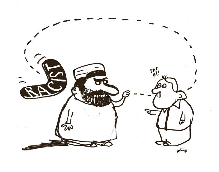 Boomerang. Vi må have en åben debat om, at racisme og intolerance ikke blot er et etnisk dansk fænomen, skriver Lars Aslan Rasmussen. Tegning: Philip Ytournel 