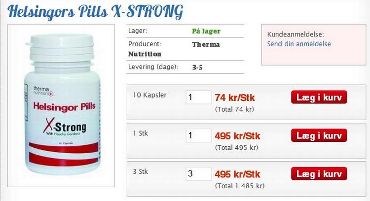 ulovligt. Slankepiller som Helsingørpillen, proteinddrikke med uheldige ingredienser og andre ulovlige kosttilskud sælges fra dansksprogede hjemmesider som er registreret i udlandet. 