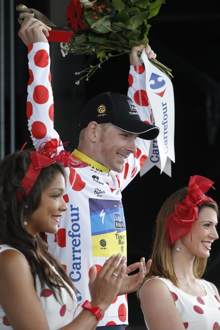 Hyldet. Michael Mørkøv kører i bjergtrøjen på 2. etape. 