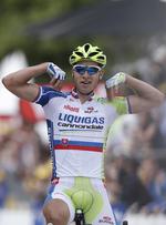 kometen. Peter Sagan ruller i mål som vinder af første etape i Tour de France. 