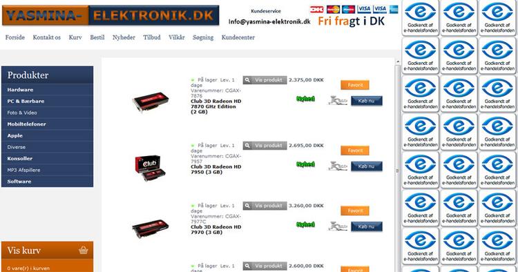 SNYD. Firmaet Yasmina Elektronik reklamerer med e-handels-mærket, men det har firmaet fået frataget. 