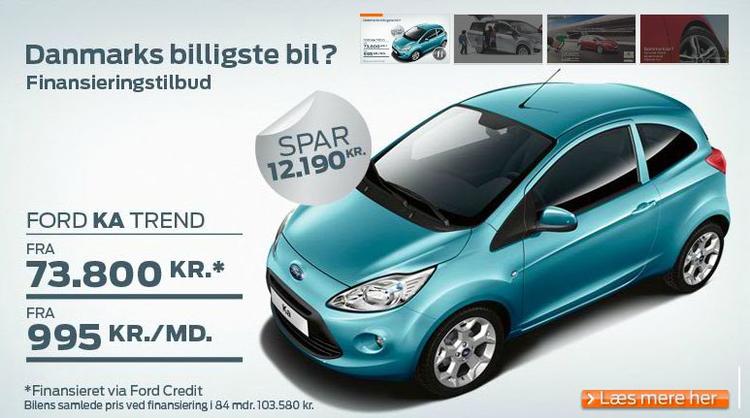 Rettelse. Ford mener stadig deres Ka er Danmarks billigste bil. På deres hjemmeside har de nu rettet i deres reklame, så bilens fulde pris fremgår nederst. 
