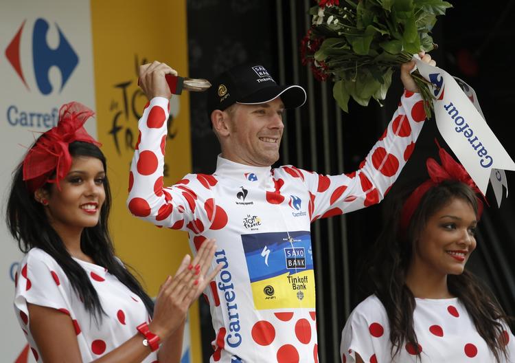 Aktiv. Michael Mørkøv har været en af de mest iøjenfaldende hos Team Saxo Bank - Tinkoff Bank - ikke mindst mindst med den prikkede bjergtrøje i tourens første uge. 