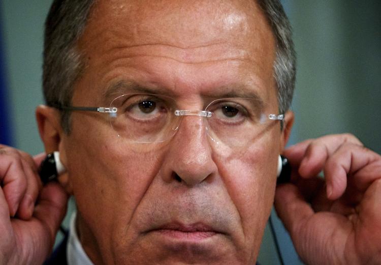 diplomati. Udenrigsminister Sergei Lavrov fra Rusland under et pressemøde i Moskva i dag. 