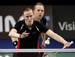 farvel. I mixed double blev det kun til en enkelt kamp for Karina Rytter Juhl og Thomas Laybourn, men i damedouble er Kamilla Rytter Juhl videre efter sejr sammen med Cristinna Pedersen. 
