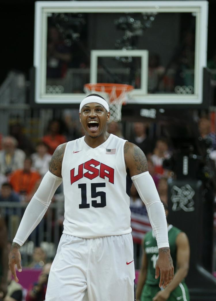 Træfsikker. Carmelo Anthony ramte 10 af 12 gange fra 3-point-stregen, der er placeret 6,25 meter fra kurven. 