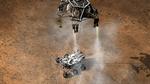 mars. Nasas svævende rumkran skal sikre, at Curiosity lander sikkert på Mars' overflade. 
