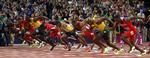 sabotageforsøg. Det var umiddelbart inden starten, at flasken ramte bag ved den jamaicanske løber, Yohan Blake. 