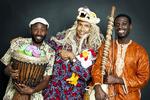 Børnekoncert. Moussa Diallo Trio optræder under DR's børnefest under arrangementet. Trioen giver børnekoncert i Koncertsalen med afrikanske eventyr, sang, instrumenter og musik. 