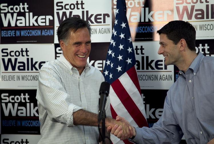 Kampklar. Mitt Romney (t.v.) har valgt Paul Ryan til sin kamp mod præsident Barack Obama og vicepræsident Joe Biden. 