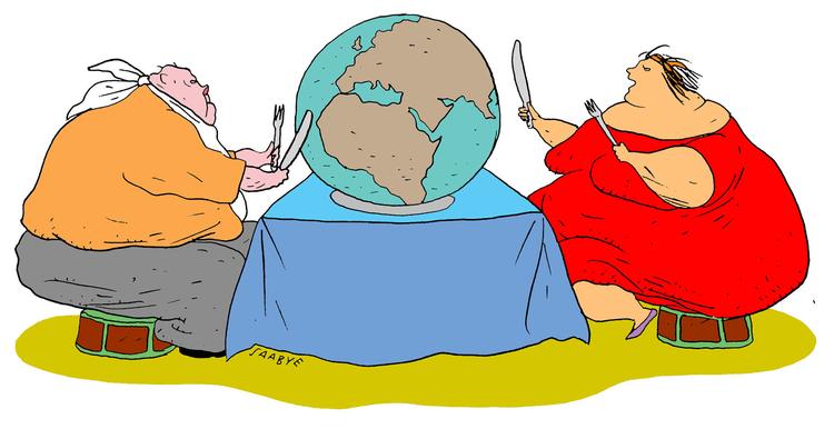 Vækst. Når vi forbruger »moralsk«, gør vi altså netop ikke andet end at tildække det, som egentlig burde adresseres. Tegning: Jørgen Saabye 