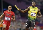 REKORD. Usain Bolt satte under OL verdensrekord i 4x100 meter-stafet sammen med sine landsmænd. 