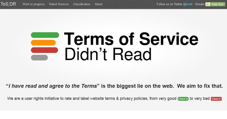 »Jeg har læst og forstået vilkårene«, er den største løgn på nettet, mener det nye site 'Terms of Service; Didn't read'. 