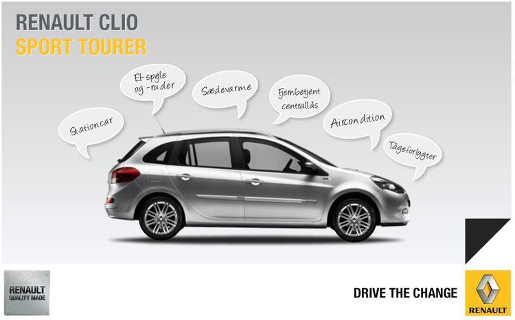 Nedsat. Renault Clio sælges for tiden til kampagnepris, som det fremgår af denne annonce. Den nye version bliver dog ikke ret meget dyrere. 
