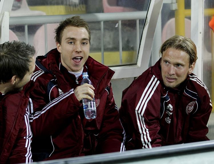 klubkammerater. I Amsterdam bliver Christian Poulsen (th.) klubkammerat med blandt andre navnebror Eriksen (tv.). 