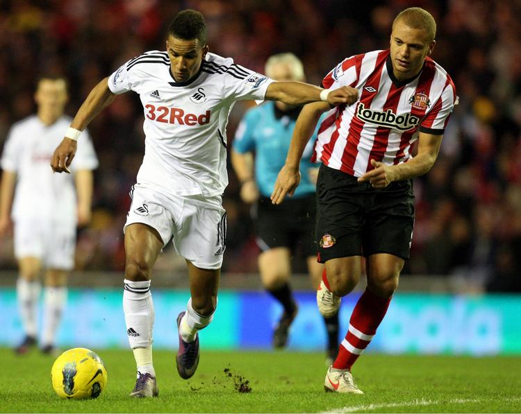 Farlig. Scott Sinclair (t.v.) har scoret 36 gange i 91 kampe for Swansea. 