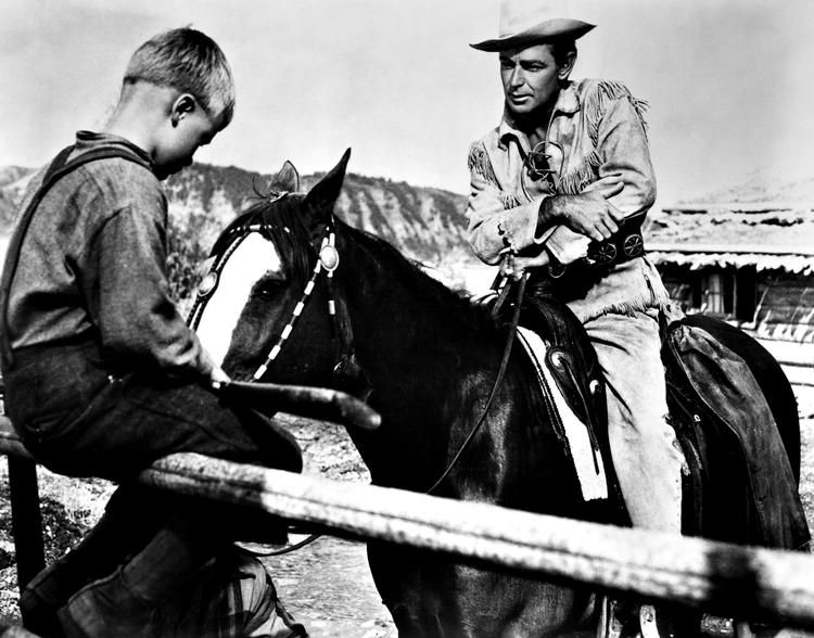 Helt. Alan Ladd til hest fra 1953- filmatisering af ’Shane – den tavse rytter’. 