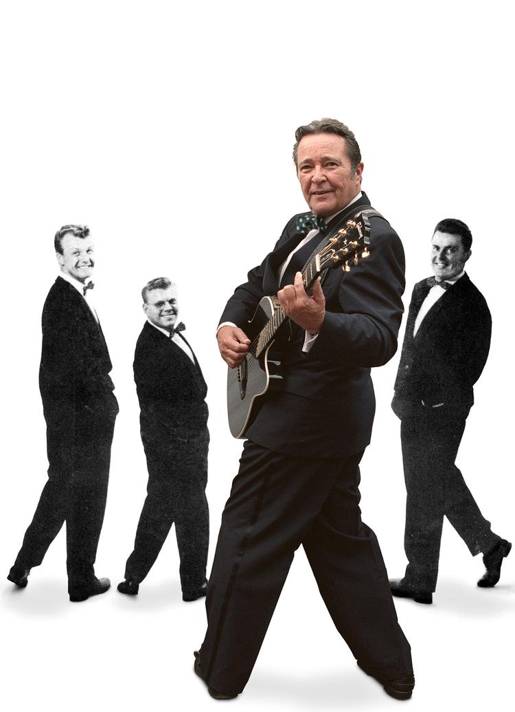 Kvartet. Den nutidige James Rasmussen (forrest) sammen med resten af Four Jacks, sådan som den populære gruppe i sin tid tog sig ud. 