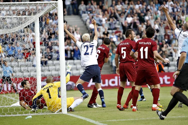 MODSTANDER. Med tre mål i to Europa League-kampe mod AGF, der kom foran 1-0 på hjemmebane, gjorde Mate Vatsadze (nummer 11) et stort indtryk på AGF. 