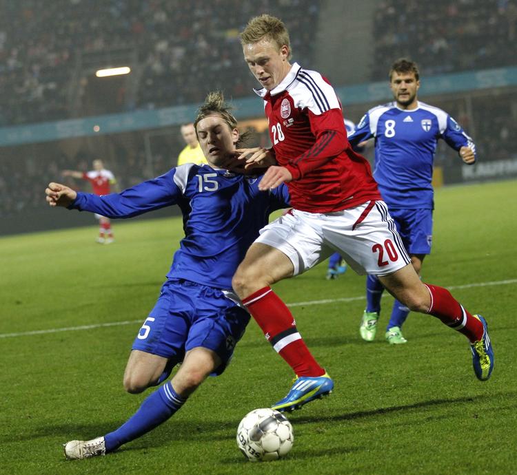 Debut. Nicolai Jørgensen spillede første gang for A-landsholdet i 2011 i kampene mod Sverige og Finland. 