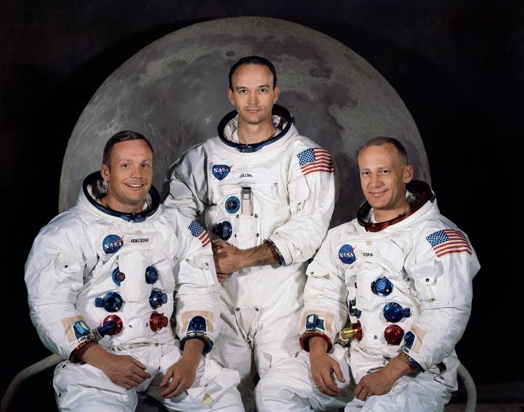 berømtheder. Den berømte Apollo 11-besætning. Fra venstre ses Neil Armstrong, Michael Collins og 'Buzz' Aldrin. 