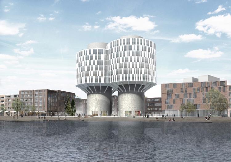 Siloerne skal ikke rives ned, men bygges udenom, så de ender med en facade, der vil afspejle himmel og hav. 