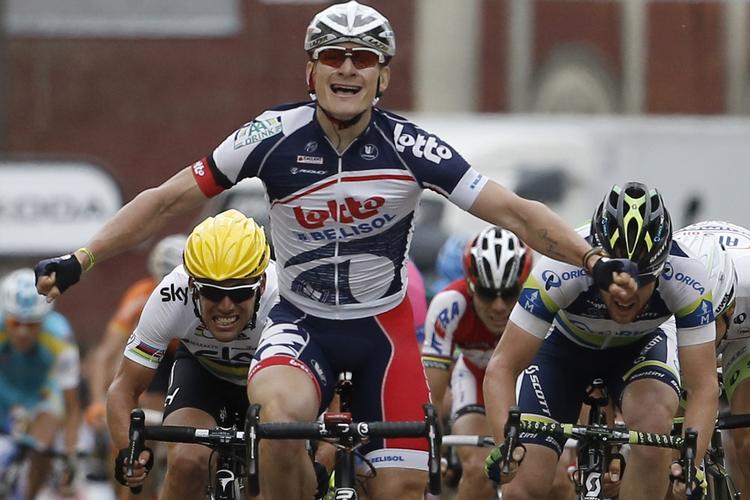 To af Greipels førstepladser hjemførtes på de indledende etaper i Post Danmark Rundt, hvor han kom i gang igen efter at have slået til med tre flotte opvisninger i Tour de France - her på femte etape til Saint-Quentin. 