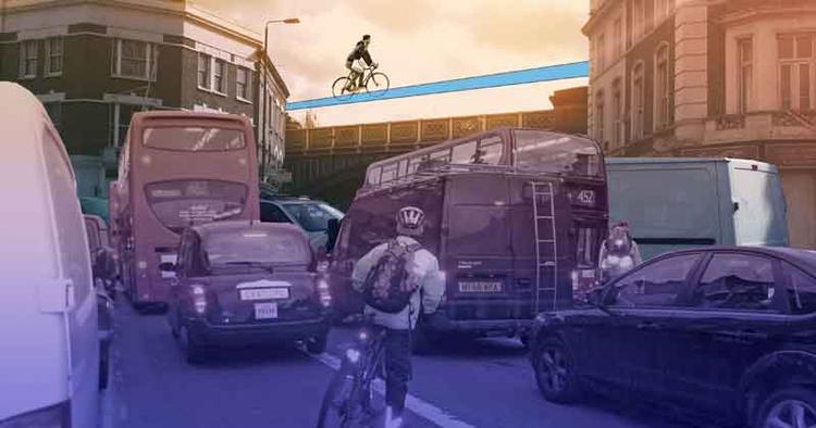 FREMTIDSCYKLING. Hvis SkyCycle-cykelstierne bliver en realitet i London, kan man blive høj af at cykle uden doping. 