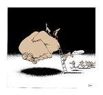 Politik. Hvis fællesskabet var problemet, ville Venstre være løsningen. Tegning: Per Marquard Otzen 