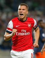 træfsikker. Arsenals nyindkøb Lukas Podolski fortsætter med at score for London-holdet. 