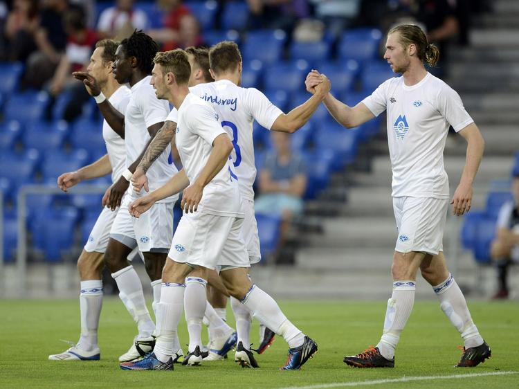 kvalitetshold. Jo Inge Berget (th) har scoret for Molde i kampen mod FC Basel. 