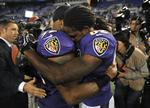 Overvældet. Med to touchdown gav Torrey Smith (th) sin afdøde bror en værdig og tårevædet afsked. 
