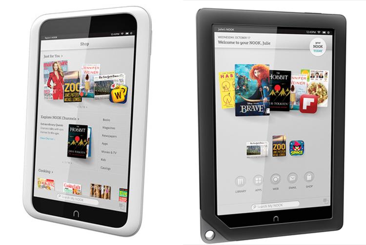 TABLETS. Nook HD (tv.) og Nook HD+ (th.) er netop blevet lanceret af Barnes and Noble i USA. Som noget nyt kommer de også ud i Europa. 