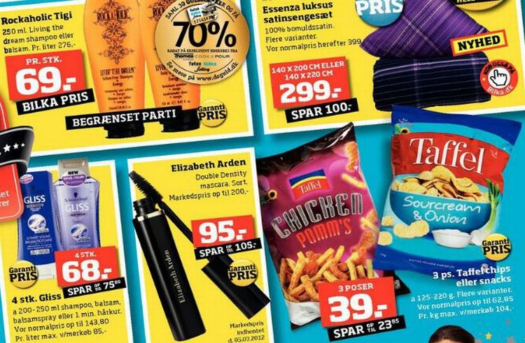 Vildledning. Der er meget specifikke regler for, hvornår en vare må betegnes som et tilbud i forhold til en før-pris. (skærmdump fra denne uges Bilka-avis) 