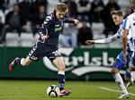 topscorer. AGF's Aron Jóhannsson (tv) har bombet mål ind og tiltrukket sig opmærksomhed fra verdens største liga. 