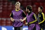 Træning. Chealseas Fernando Torres og Juan Mata under dagens trænig. 