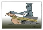 A student weighed down by student grant repayments. 