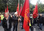 Demonstration. Sct. Annæ Plads, hvor Arbejdsretten ligger, havde besøg af fagbevægelsen i dag. 