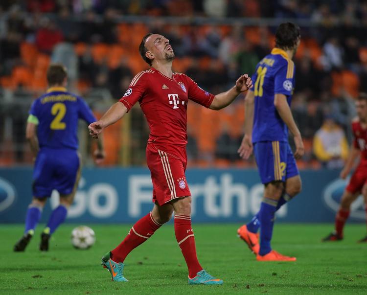 skuffende. Stjernerækken fra Bayern faldt igennem mod BATE Borisov. 