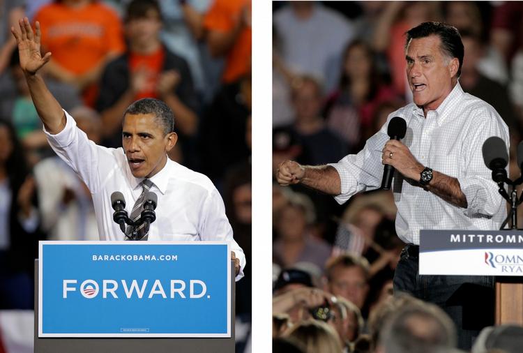 Duel. Præsident Obama (t.v.) har fordel med en føring på 3-4 procent i meningsmålingerne før nattens tv-debat. Romney har dog chancer for at ændre på det. 