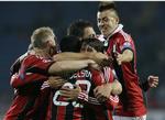 jubel. Tre gange fejrede AC Milan-spillere en scoring i Rusland. 