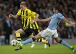 UAFGJORT. Med Marco Reus (tv.) som målscorer var Dortmund i 30 minutter foran mod Manchester City. 