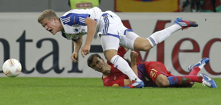 Nedtur. Andreas Cornelius og FCK kom ned med nakken i det 82. minut. 