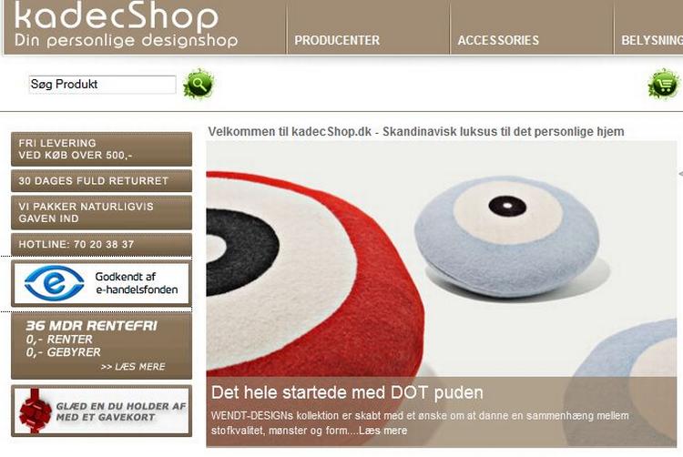 Netbutik. Kadecshop sælger danske designermærkevarer. 