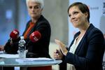 Fremtid. På lørdag afgøres det, om Annette Wilhelmsen (tv) eller Astrid Krag bliver ny SF-formand. 
