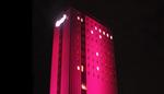 Tårnhøjt. Den 82 meter høje Carlsberg-silo changerer i blåt, grønt og pink i denne uge. 