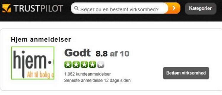 Snyd. Hjem.dk gik på tre uger fra en samlet besømmelse som 'god' til 'perfekt' efter en byge af falske anmeldelser havde skamrost virksomheden på Trustpilot. 