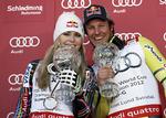 Duel. Hvis alt går efter Lindsey Vonns hoved, så får norske Aksel Lund Svindal (t.h.) og resten af mændene i det alpine World Cup-cirkus besøg af skidronningen i Canada om en måneds tid. 